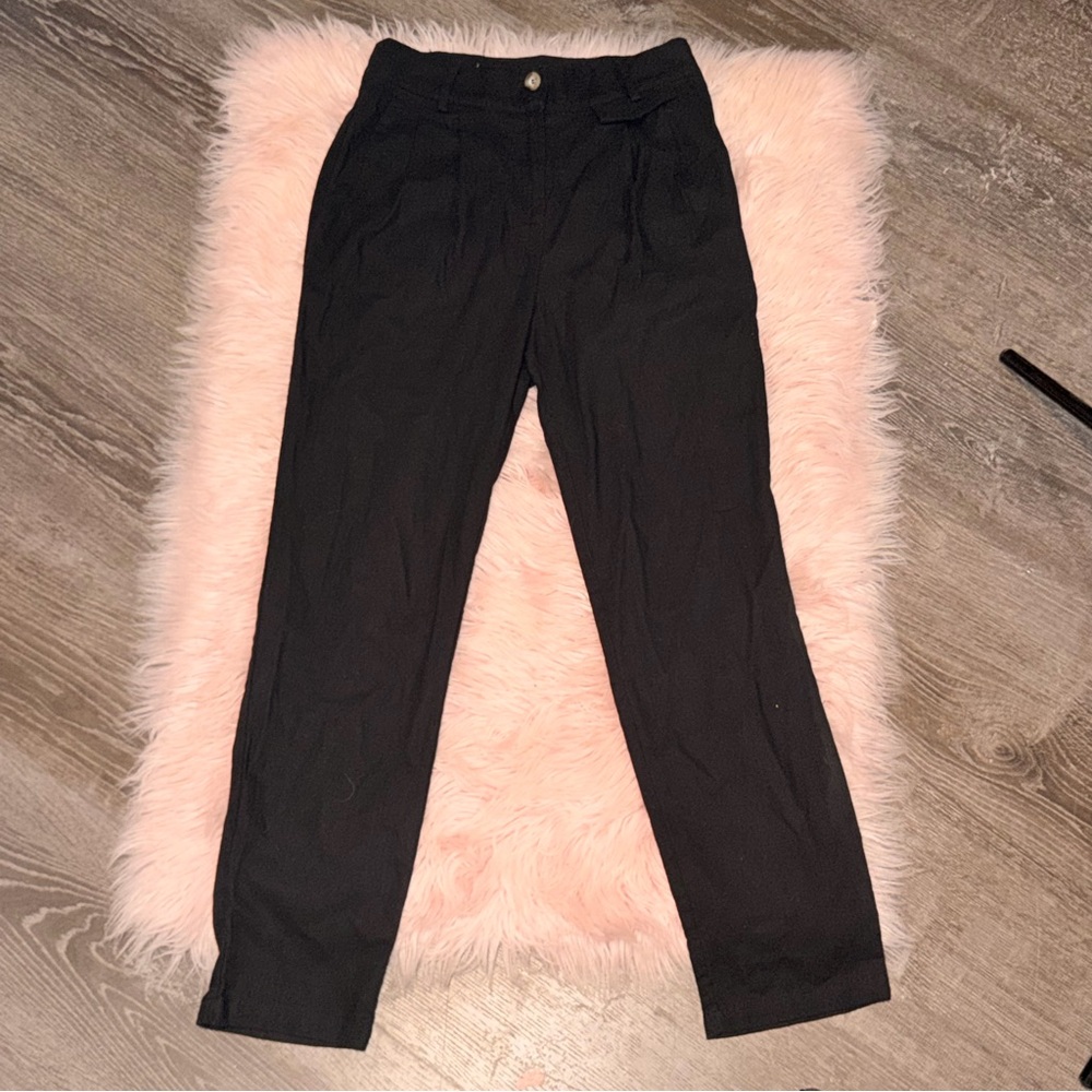 mine Black Linen-Blend Trousers